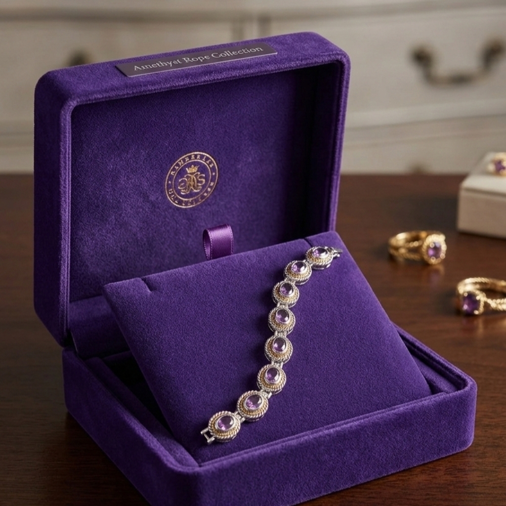 Purple Amethyst and Sterling Silver Bracelet